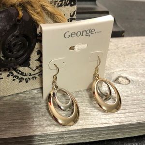 NWT George Silver & Gold Tone Dangle Earrings!